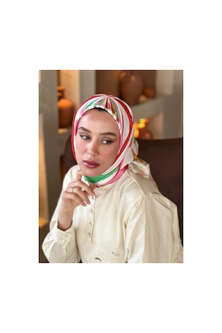 Mentoraly Modakaşmir Soyut Desenli Twill Eşarp sarı