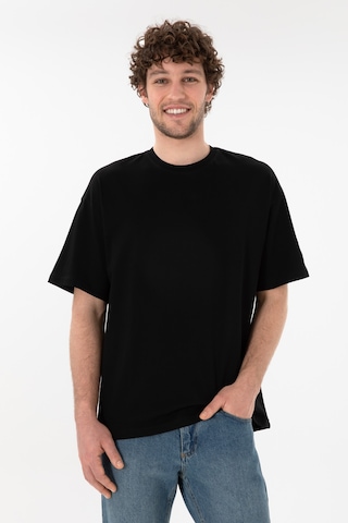 U.S. Polo Assn. Erkek Oversize Fit Bisiklet Yaka Siyah Tişört 50305859-VR046
