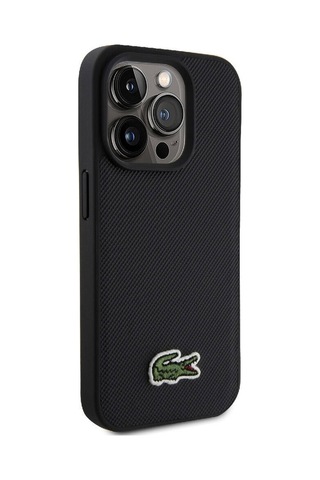 Apple Uyumlu iPhone 15 Pro Kılıf Lacoste Lisanslı Pu Pike Desenli İkonik Timsah Dokuma Logolu Kapak