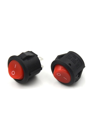 Yuvarlak 2 Pin Anahtar Rocker Switch Mini Buton Kırmızı Aç Kapa