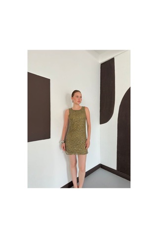 Verymoda Pullu Sıfır Kol Elbise D3120 Haki