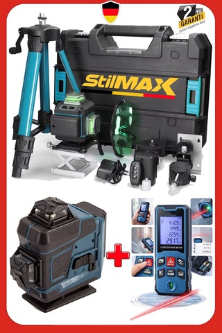 Stilmax Stl1650m Hassas 16 Çizgi Lazer Hizalama Yeşil Çizgili + 50metre Lazermetre Hediyeli Set