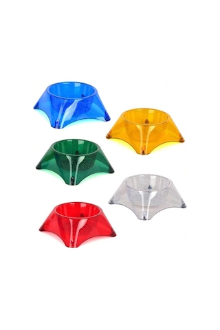 Kaymaz Ayaklı Simli Plastik Köpek Mama ve Su Kabı 250 ML