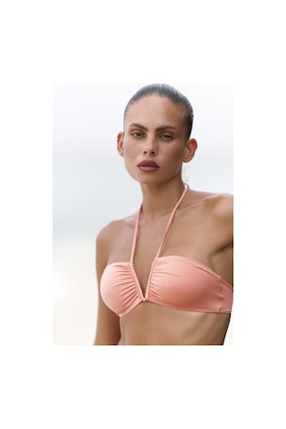 Mai Collection Mai Studios Co. Bunga Bağlamalı Büzgü Detay Bikini Üstü - Somon Somon