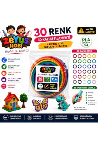 Zeyus Filament 30 Renk 4 Metre 3d Kalem Filamenti Zeyus Filament 30 Renk 4 Metre 3d Kalem Filamenti