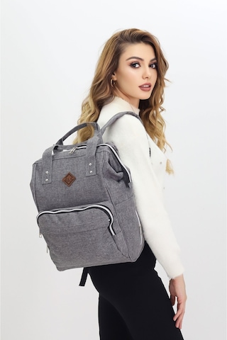 Termal Bölmeli Gri Anne Bebek Sırt Çantası Melanj Kumaş Su Geçirmez Bebek Bakım Çantası Puset Uyumlu Siyah