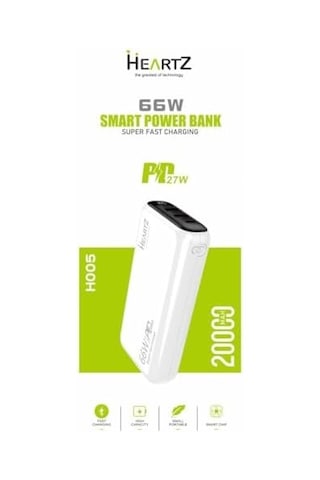 H005 20000 Mah Power Bank Pd 27w Ve Usb 66w Fast Hızlı Şarj Dünya Standartlarına Uygun Polymer Batarya Birebir Amper Lcd Göstergeli Powerbank
