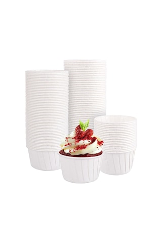 50'li Beyaz Muffin Kek Kalıbı, Kek Kapsülü Cupcake Kalıbı, Airfryer Uyumlu Çok Renkli