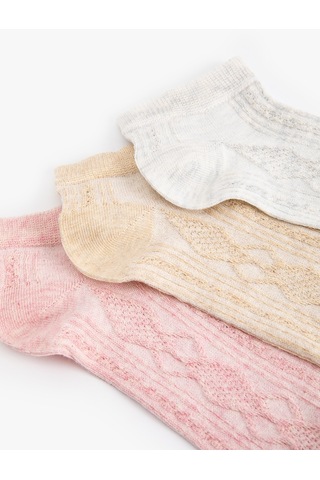 Koton 3'lü Patik Çorap Seti Çok Renkli Dokulu Multıcolor 4sak80148aa Mavi