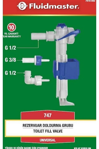 Fluidmaster Gömme Rezervuar Şamandıra Doldurma Grubu Beyaz - Mavi