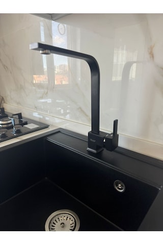 Kare Siyah Model Aç Kapa Mutfak Eviye Bataryası Siyah