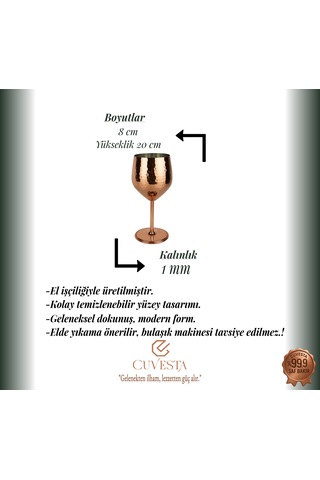 Cuvesta El Yapımı Zarif Bakır Dövme Desenli Kokteyl Bardak 20x8cm Bakır - Gold