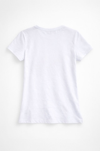 Blue White Kadın Bisiklet Yaka %100 Pamuk Marmaris Baskılı T-shirt Beyaz