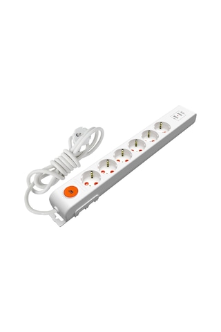 Mutlusan Ri-Tech 6'lı Usb Anahtarlı Topraklı Çocuk Korumalı Grup Priz 2 Metre Beyaz
