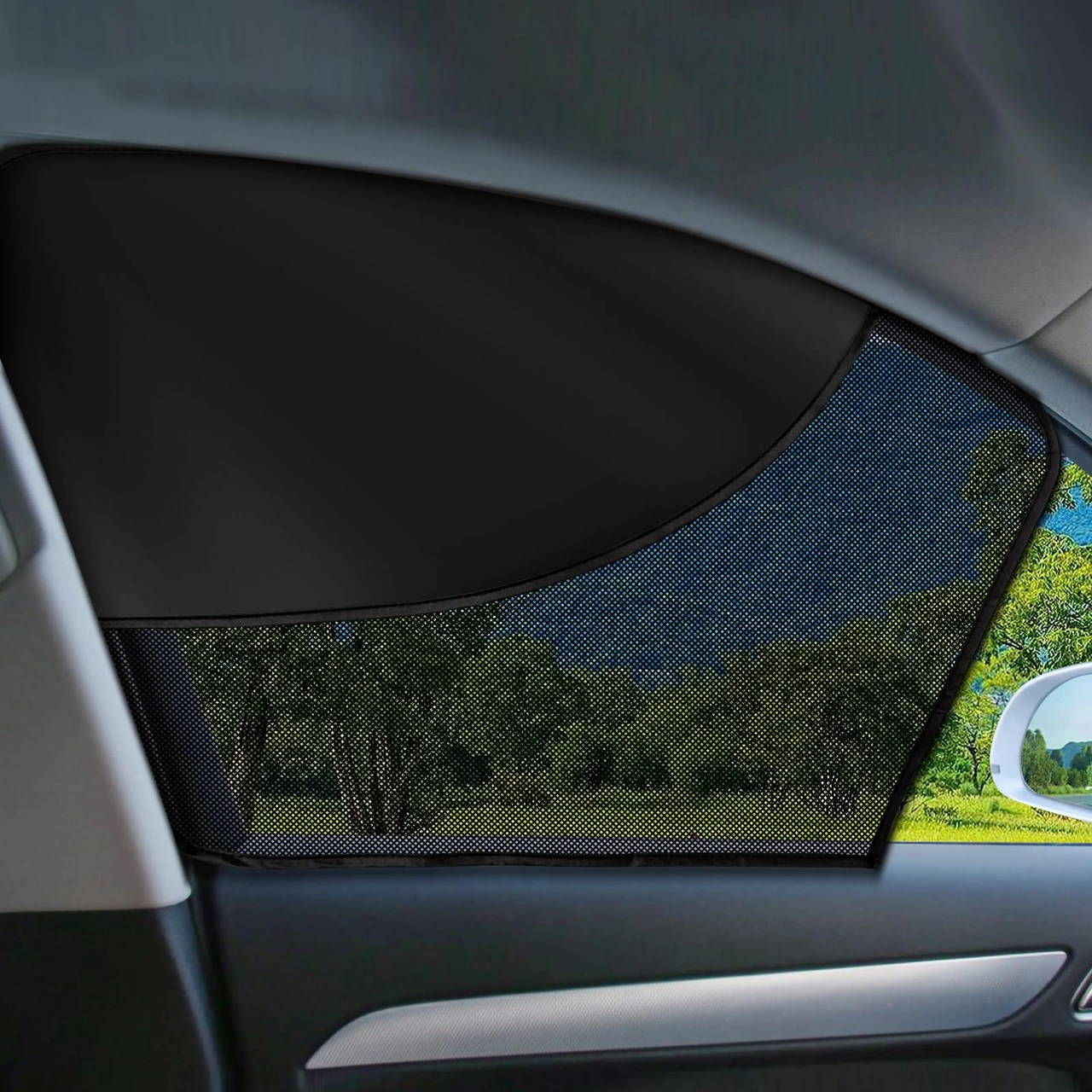 Moveevo Oto Cam Güneşlik: İki Katlı Mesh + Opak Kumaş, Manyetik Tutma, Uv Engelleme, Isı Yalıtımı - Sürücü + Arka Koltuk Seti