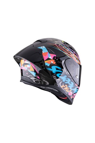 Scorpion Exo R1 Evo II Air Savage Spor Motosiklet Kaskı Siyah Mavi Pembe