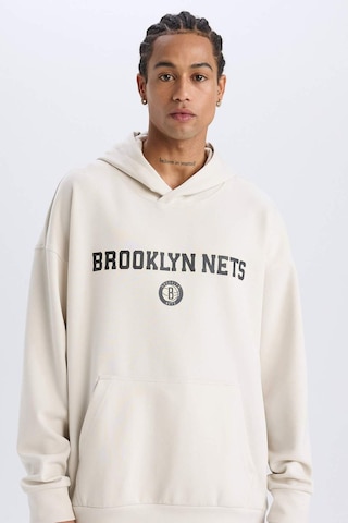 DeFactoFit NBA Brooklyn Nets Oversize Geniş Kalıp Kapüşonlu Sırt Baskılı Skuba Dalgıç Kumaş Sweatshirt D6711AX25SPBG662