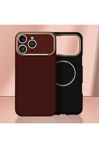 İphone 16 Pro Max Uyumlu Kılıf M-safe Şarj Özellikli Zore Paris Zerre Sert Pc Kapak Bordo