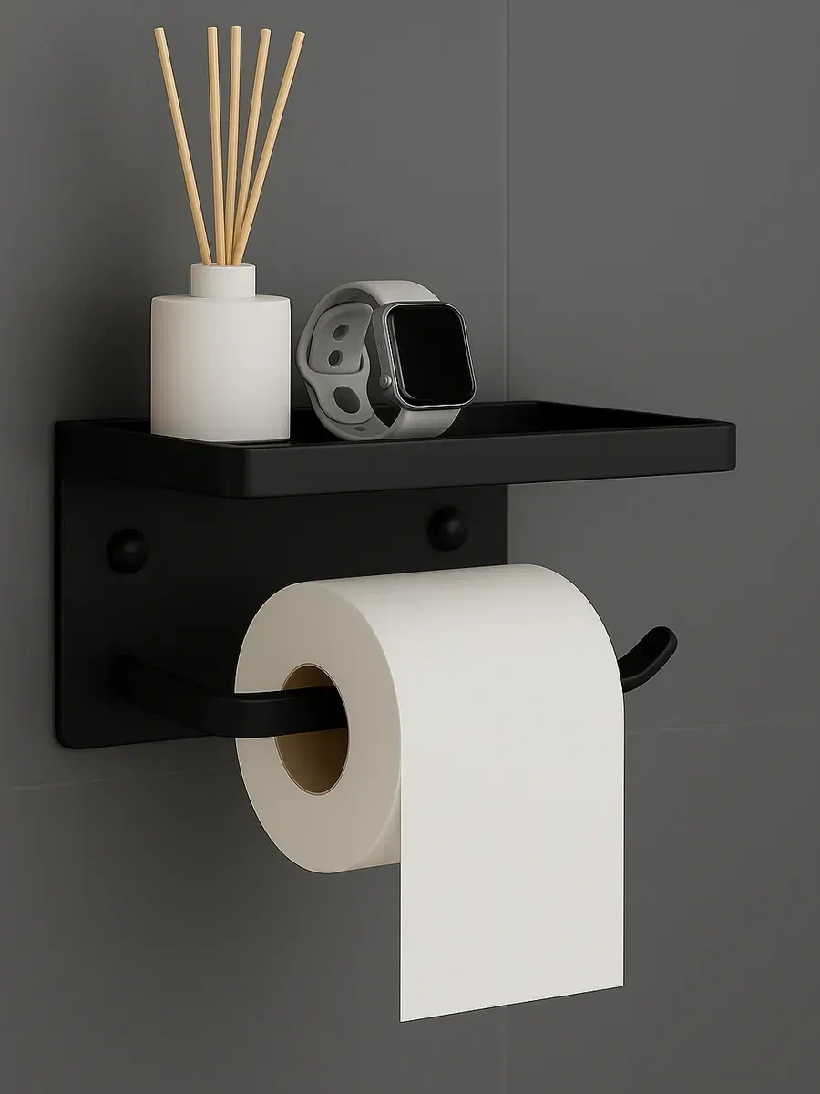 Inhomeka Delmeden Yapışkan Kağıt Rulo Tutucu 438983869 Siyah