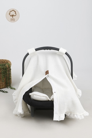 Fırfırlı 2'li Pike Bebek Puset Örtüsü Ve Puset Minderi Ortopedik Bel Destekli