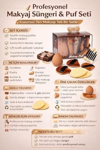 Tr Süngeri Yüksek Performansl Makyaj Süngeri Yüksek Performanslı Fondöten Ve Kapatıcı Uygulama Süngeri Yumuşak