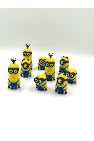 9' Lu Minions 3d Baskı Figür Seti Dekoratif Koleksiyon Oyuncakları Minions