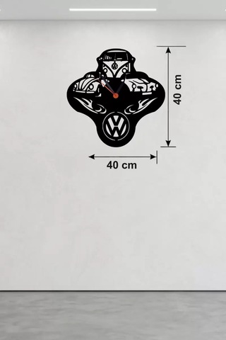 Vosvos Ve Retro Araba Temalı Ahşap Duvar Saati - 40x40 Cm Lazer Kesim Belirtilmemiş
