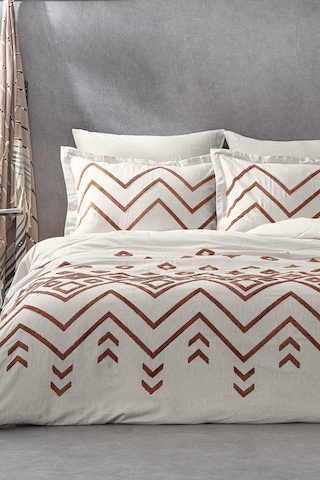 Ecocotton Talya Bej-terra Çift Kişilik %100 Organik Pamuk Keten Nevresim Takımı Bej