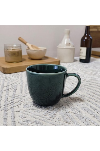 Vintage Seramik Kahve Kupası Koyu Yeşil