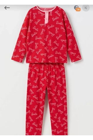 Veraura Lifestyle 6/14 Yaş Yazı Baskılı Pamuk Penye Çocuk Pijama Takımı Fuşya