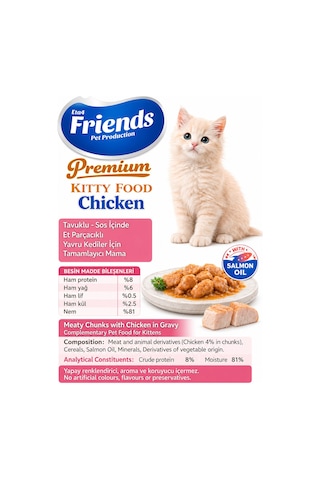 Premium Tavuklu Yavru Kedi Konservesi 400 Gr X 24 Adet Ekonomik Paket Yaş Mama 0-12 Ay