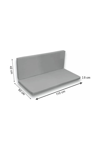 Bank Minderi Sırtlıklı Arkalıklı Bank Minderi Bahçe Balkon İçin 110x50x5cm Gri