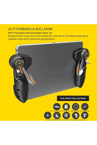 Polham 6 Parmak Tüm Tabletler İle Uyumlu Pubg Ve Mobil Oyun Kontrol Adaptörü, Kaymaz Çizmez Joystick