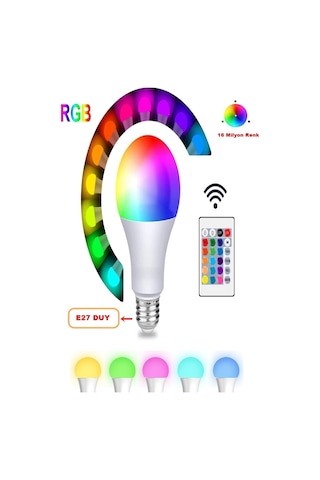 Calido Rgb 10 Wat Led Uzaktan Kumandalı Renkli Foksiyonlu Renkli Ampul Lümen E27 Duy Işık Beyaz