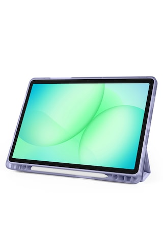 Samsung Galaxy Uyumlu Tab A11 Plus Kılıf Tri Folding Kalem Bölmeli Katlanabilir Standlı Pu Deri Yumuşak Kapak