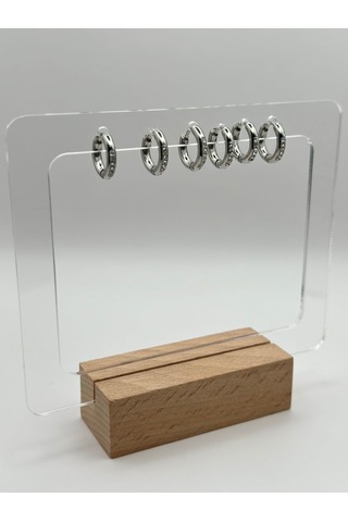 Arnes Jewelry Çelik Zirkon Taşlı Halka 3 Çift Set Küpe Ar455nes Gümüş