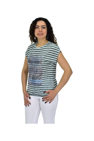 Kadın Kısa Kol Baskılı Bluz Bgl-st04707 Elma Yeşili