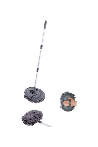 Flora F276 Mikrofiber Araç Temizleme Mop Seti - 104 Cm Oto Teleskopik Sap + 26 Cm Oval Mop Başlık