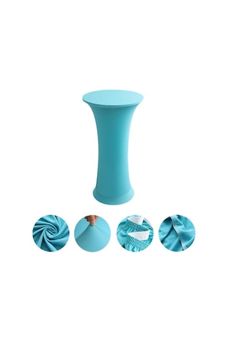 Sones Elastik Spandex Masa Örtüsü Otel Düğün Dekoru Düz Renk Kokteyl Yuvarlak Tabanlı Bar Örtüsü, Boyut: 80 Cm Yuvarlak Göl Mavisi Diğer