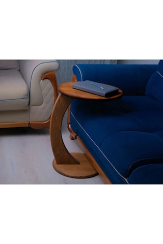 Doğal Ahşap C Sehpa Koltuk Sehpası Yan Sehpa Zigon Sehpa Servis S