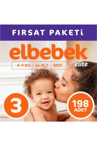 Elbebek Elite Bebek Bezi 3 Numara Midi Fırsat Paketi 198 Adet 3'lü