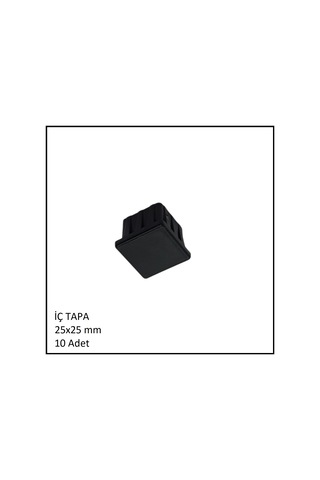 Plastik İç Tapa, Profil Tapası, Kare, Siyah, 25x25 Mm 10 Adet Siyah