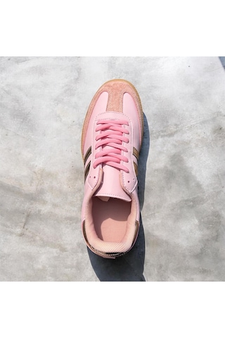 Kadın Spor Ayakkabı Pembe Sneaker Bağcıklı Günlük Rahat Kaymaz Taban Şık Tasarım
