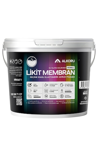 Alkoru 5 Kg Beyaz Likit Membran Renkli Reçine Esaslı