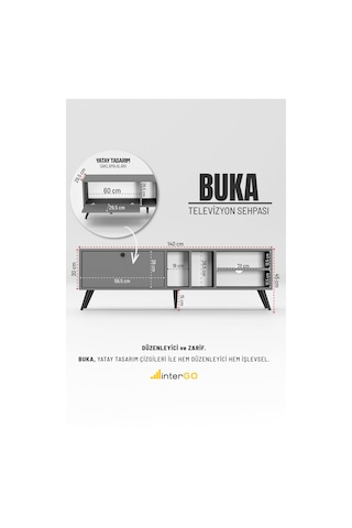 Buka Tv Sehpası, Tv Standı, Televizyon Ünitesi Antrasit