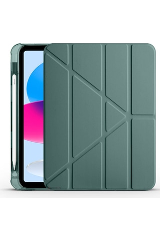 Apple Uyumlu iPad 11.nesil 11 İnç 2025 A16 Üçgen Katlanabilir Kalemlikli Yatay Dikey Standlı Akıllı Kılıf Kapaklı Kılıf