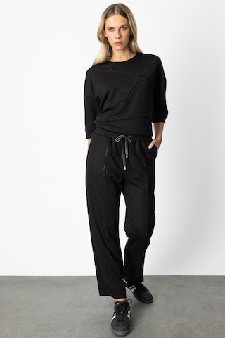 On Kadın Beli Lastikli Taşlı Eşofman Altı 66547 Siyah Siyah