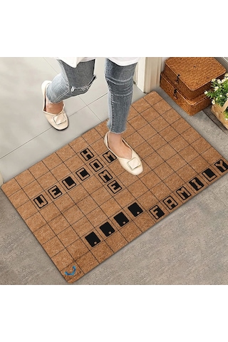 Valerine Life Scrabble Welcome Home Kişiye, İsme Ve Aileye Özel Family Kapı Önü Paspası 45x70cm