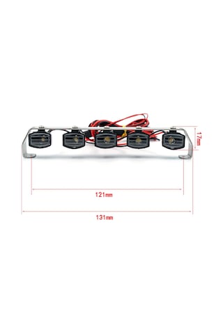 Honmex 1/10 Rc Araçlar İçin Universal Led Far Seti - Traxxas Trx-4, Axial Scx10, Rc4wd Uyumlu, 5 Led'li, Siyah-gümüş Dikdörtgen Kasa