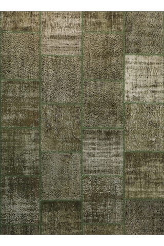 Patchwork El Dokuma Antik Anadolu Halısı Forest Haki